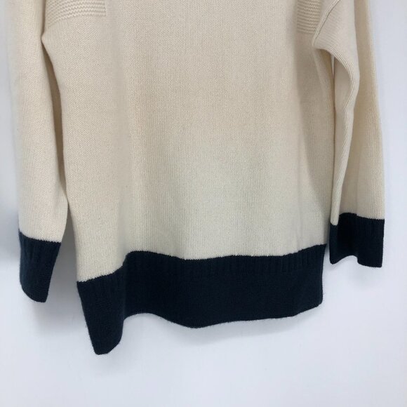 Rag & Bone Aubree Ivory / Navy Colorblock Cashmere Funnel Neck Sweater size XXS - Picture 5 of 16
